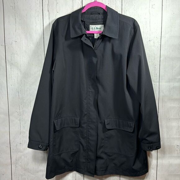 Vintage L.L. Bean Womens Black Utility Field Jacket Size L Outdoor Quiet Luxury - Picture 1 of 16